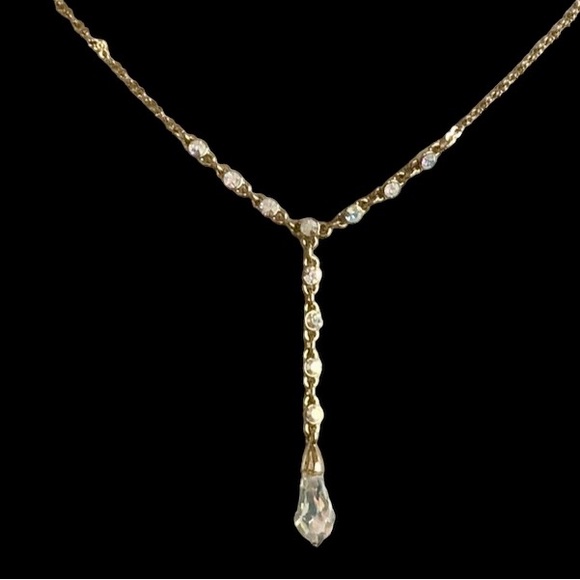 GIVENCHY Iridescent Crystal Gold Plated Y Necklace Women’s Designer Jewelry - Picture 2 of 13